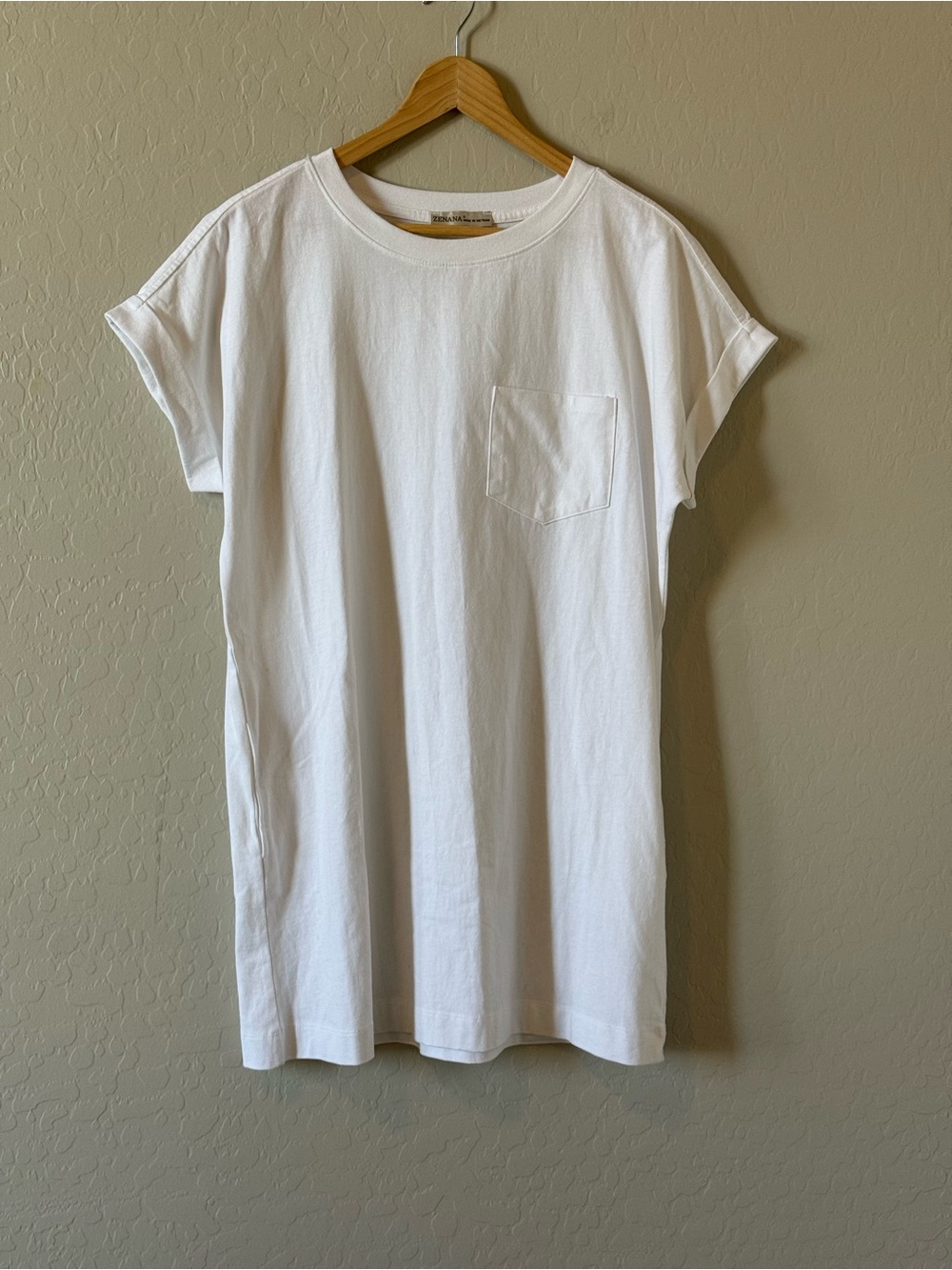 Women's Zenana White White Tshirt Dress -  Small